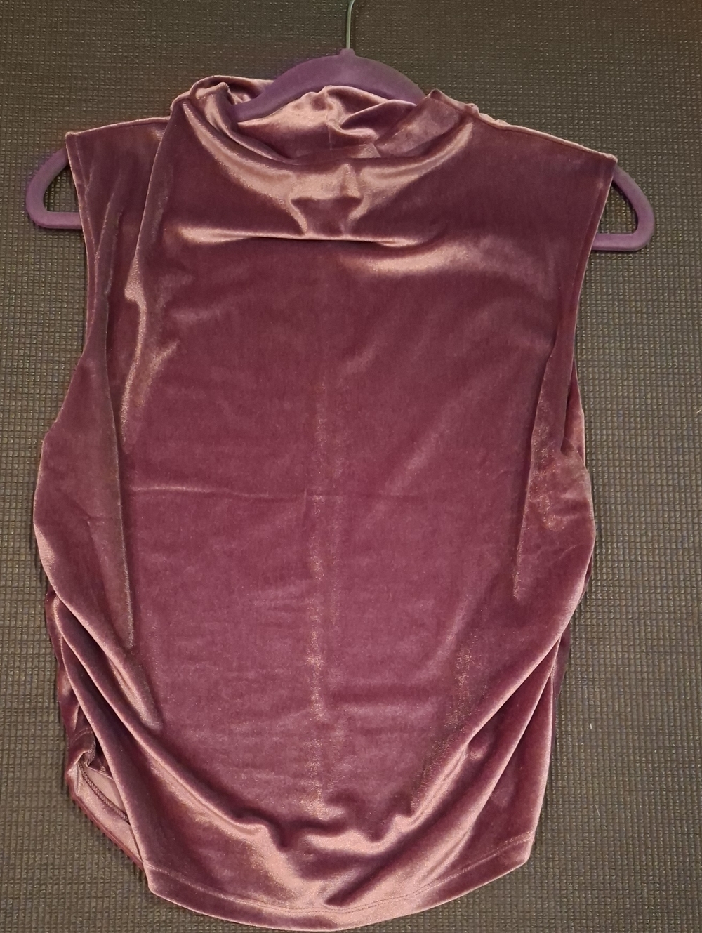 Super Soft Velour Top, Side Ruching, Soft Small Cowl Neck
